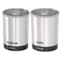 Kit Potes Herméticos Porta Mantimentos Café Açúcar Sal 1,2L Organizador Cozinha Cantinho Do Café - Kit Potes Herméticos Porta Mantimentos Café Açúcar Sal 1,2L Organizador Cozinha Cantinho Do Café -
