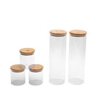 Kit potes hermeticos vidro circular bambu 2000/500 - 5pçs