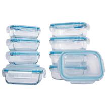 Kit Potes Herméticos Vidro Com Tampa Vedação - 10 Peças