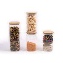 Kit Potes Hermeticos Vidro Quad Flat 1900/1400/600ml - 5 pçs Oikos Kit Potes Hermeticos Vidro Quad Flat 1900/1400/600ml - 5 pçs Oikos