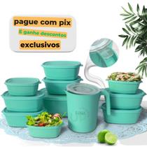 kit Potes Organizador 11 Peças Cozinha Tampa Vasilhas Para Freezer Microondas Multiuso Jarra Plástico