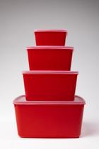 Kit Potes Organizadores Bacias Com Tampa Kit 4 Peças Quadrado