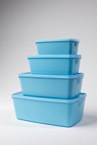 Kit Potes Organizadores Bacias Com Tampa Kit 4 Peças Retangular