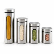 Kit Potes Organizadores Inox Cozinha 4 Peças Kit Potes Organizadores Inox Cozinha 4 Peças