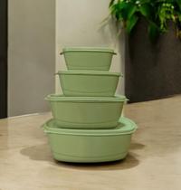 Kit Potes para Alimentos 4 Peças 400ml 800ml 1600ml 3000ml Cor:Verde Kit Potes para Alimentos 4 Peças 400ml 800ml 1600ml 3000ml Cor:Verde