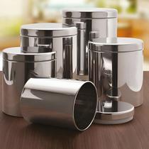 Kit Potes para Mantimentos Brinox Suprema 5 Peças Inox com Tampas Ergométricas Vedação Eficiente