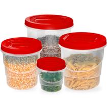 Kit Potes Para Mantimentos Jaguar Com Tampa De Rosca 4 Peças - 500/1800/3000/4500ML Kit Potes Para Mantimentos Jaguar Com Tampa De Rosca 4 Peças - 500/1800/3000/4500ML