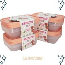 Kit Potes Plastico 12 Peças Sanremo 785ml Freezer Microondas