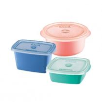 Kit Potes Plastico 3 Peças Sanremo Freezer Microondas BPA FREE