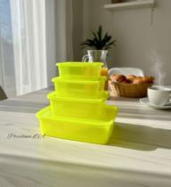 Kit Potes Plásticos Herméticos para Cozinha - 4 Peças (4L + 1.8L + 1.1L + 600ml)