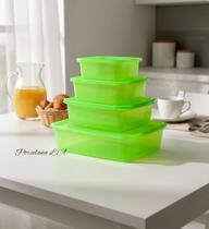 Kit Potes Plásticos Herméticos para Cozinha - 4 Peças (4L + 1.8L + 1.1L + 600ml)