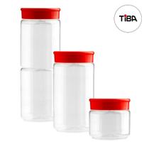 Kit Potes Porta Condimentos Temperos Tampa Empilháveis Vermelho 3 Uni Tiba Kit Potes Porta Condimentos Temperos Tampa Empilháveis Vermelho 3 Uni Tiba