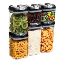 Kit Potes Porta Mantimento Hermético Quadrado Cozinha 6 Pçs