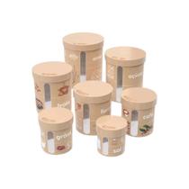 Kit Potes Porta Mantimentos Redondos Bege 7 Peças Plasutil