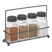 Kit Potes Porta Temperos Para Cozinha Com Suporte