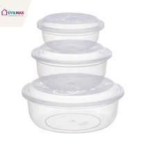 Kit Potes Redondos com Tampa 3 Peças (P, M, G) para Alimentos