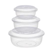 Kit Potes Redondos com Tampa 3 Peças (P, M, G) para Alimentos
