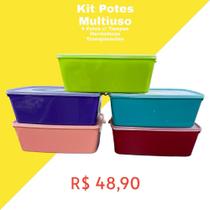 Kit Potes Retangulares Diamante 4 Peças