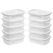 Kit potes retangulares raso médio com travas 10 unidades 500 ml