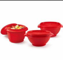 Kit potes tigelas sensação 3 peças original organização, servir, vermelho