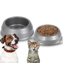 Kit potes tijela cinza comedouro e bebedouro de plástico para pets cachorros e gatos - ARQPLAST