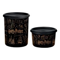 Kit Potes Tupperware Instantânea Mágica Harry Potter Hogwarts 575ml e 2,25L Preto