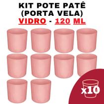 Kit Potes Vidro Patê Jateado Rosa 120ml - 10 unidades