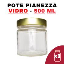 Kit Potes Vidro Pianezza Grande C/Tampa Em Metal Dourado