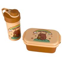 kit potinho e copo com tampa infantil capivara porta lanche para escola creche passeio desenho fofo kit potinho e copo com tampa infantil capivara porta lanche para escola creche passeio desenho fofo