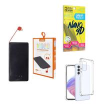 Kit Power Bank 10.000mAh + Capinha Samsung A53 + Película 9D