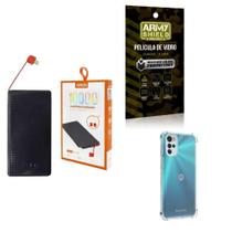 Kit Power Bank 10000Mah + Capinha Motorola G22 + Película 3D