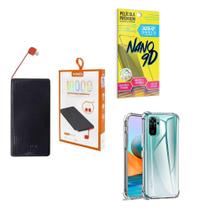 Kit Power Bank 10K + Capa Xiaomi Redminote10S + Película 9D