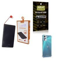 Kit Power Bank 5.000Mah + Capinha Motorola G22 + Película 3D