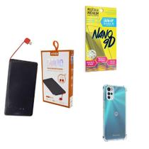 Kit Power Bank 5.000Mah + Capinha Motorola G22 + Película 9D