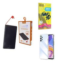 Kit Power Bank 5000Mah + Capinha Samsung A235G + Película 9D