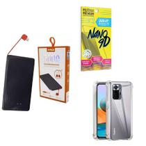 Kit Power Bank 5K + Capa Xiaomi Redminote10Pro + Película 9D