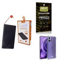 Kit Power Bank 5K + Capinha Motorola Edge30Neo + Película 3D