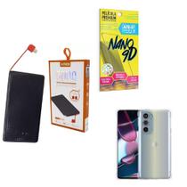 Kit Power Bank 5K + Capinha Motorola Edge30Pro + Película 9D