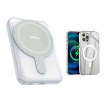 KIT Power Bank Carregador Portátil Magnético 5000 MAH + Capinha Magnética TPU Transparente