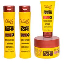 Kit Power bomba Vitiss shampoo condicionador mascara leavein acelera crescimento capilar antiqueda Kit Power bomba Vitiss shampoo condicionador mascara leavein acelera crescimento capilar antiqueda