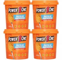 Kit power one pasta de amendoim 1kg crocante - kit com 4 unidades