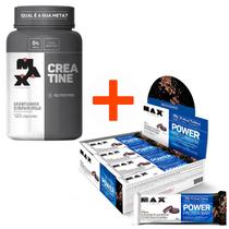 Kit power protein bar barra de proteina cx 8un 90g + 1 creatina 120 caps max titanium