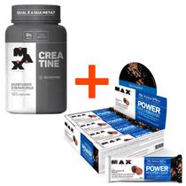 Kit power protein bar barra de proteina cx 8un 90g + 1 creatina 120 caps max titanium