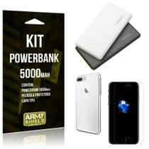 Kit Powerbank 5000 Compatível Apple iPhone 7 Plus Powerbank + Película + Capa - Armyshield
