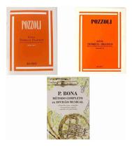 Kit Pozzoli Guia Teórico Prático Parte 1 e 2, 3 e 4 Ensino do Ditado Musical + P.bona Método Completo de Divisão Musical - Ricordi