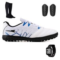 Kit pra Jogo Society Chuteira + Meião, Caneleira e Relógio