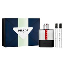 Kit Prada Luna Rossa Carbon Eau de Toilette 100ml + 2 Perfume Masculino 10ml