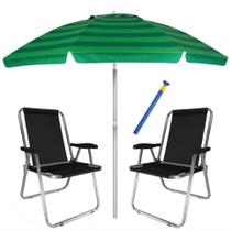 Kit Praia 2 Cadeira Max Alumínio + Guarda Sol 2,4m Alum + Saca Areia - Mor Kit Praia 2 Cadeira Max Alumínio + Guarda Sol 2,4m Alum + Saca Areia - Mor