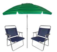 Kit Praia 2 Cadeira Oversize Alumínio + Guarda Sol 2,4m Articulado - Mor