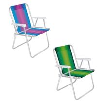 Kit Praia 2 Cadeiras Altas Mor de Alumínio Kit Praia 2 Cadeiras Altas Mor de Alumínio